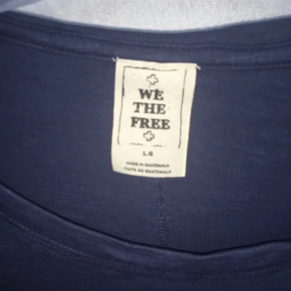 Free People We The Free Navy Boxy Tee Top Misses Size L - Picture 3 of 4